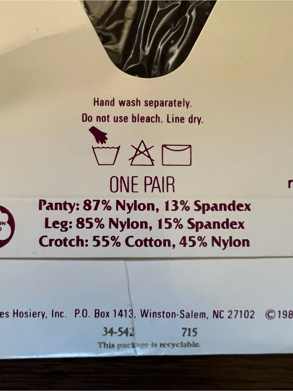 Vintage 80s Hanes Silk Reflections Black Pantyhose - Size AB - Made in USA